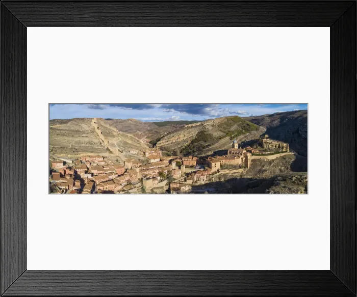 Framed Print : Aerial view of the medieval town of Albarracin. Albarracin, Teruel, Aragon, Spain Framed Print : Aerial view of the medieval town of Albarracin. Albarracin, Teruel, Aragon, Spain