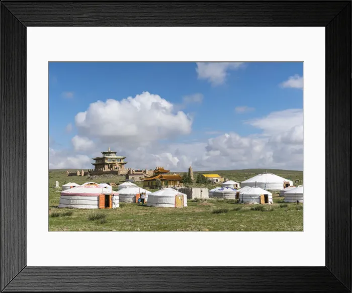 Framed Print : Ger camp and Tsorjiin Khureenii temple in the background. Middle Gobi province, Mongolia Framed Print : Ger camp and Tsorjiin Khureenii temple in the background. Middle Gobi province, Mongolia