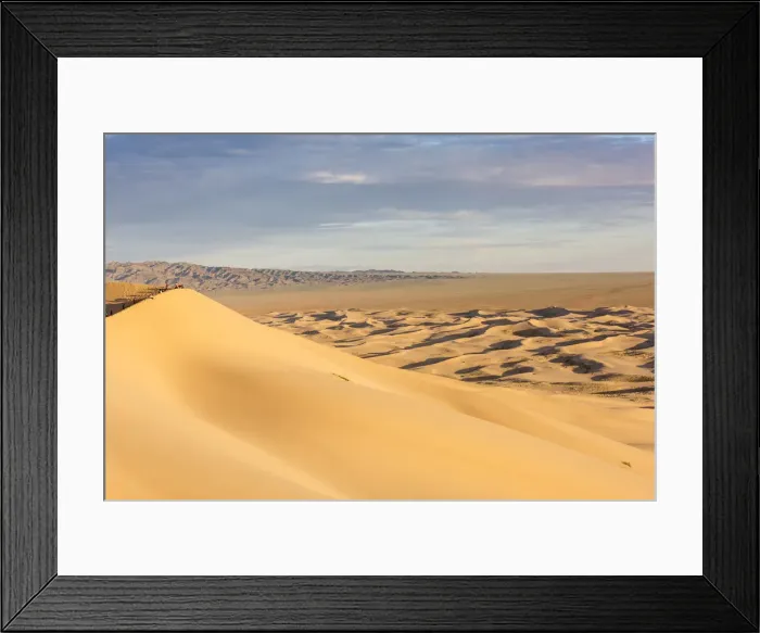 Framed Print : People on Khongor sand dunes in Gobi Gurvan Saikhan National Park. Sevrei district Framed Print : People on Khongor sand dunes in Gobi Gurvan Saikhan National Park. Sevrei district