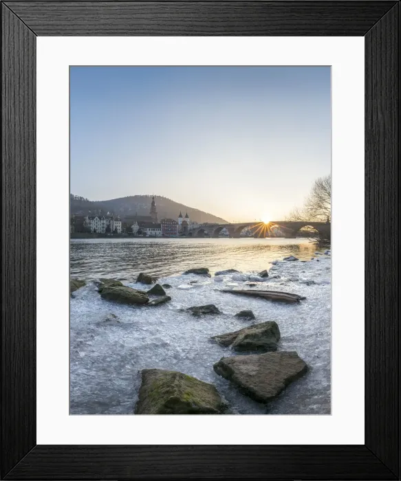 Framed Print : Frozen Neckar river and Old Bridge in Heidelberg, Baden-Wurttemberg, Germany Framed Print : Frozen Neckar river and Old Bridge in Heidelberg, Baden-Wurttemberg, Germany