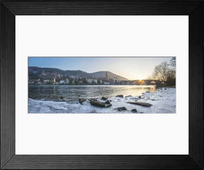 Framed Print : Frozen Neckar river in Heidelberg, Baden-Wurttemberg, Germany Framed Print : Frozen Neckar river in Heidelberg, Baden-Wurttemberg, Germany