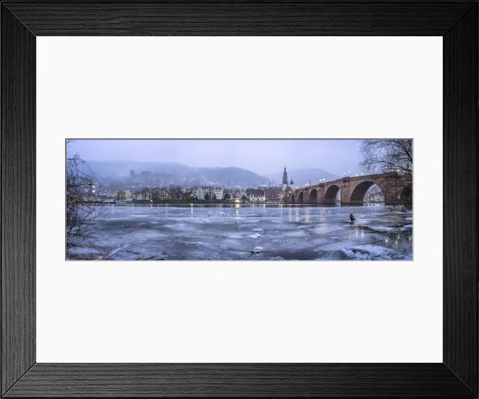 Framed Print : Frozen Neckar river and old town of Heidelberg in winter, Baden-Wurttemberg, Germany Framed Print : Frozen Neckar river and old town of Heidelberg in winter, Baden-Wurttemberg, Germany