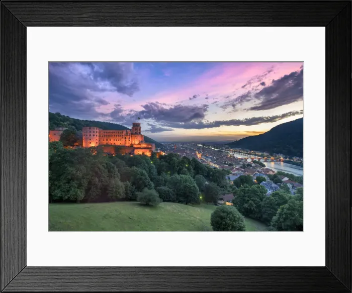 Framed Print : Old town of Heidelberg with castle during sunset, Baden-Wurttemberg, Germany Framed Print : Old town of Heidelberg with castle during sunset, Baden-Wurttemberg, Germany