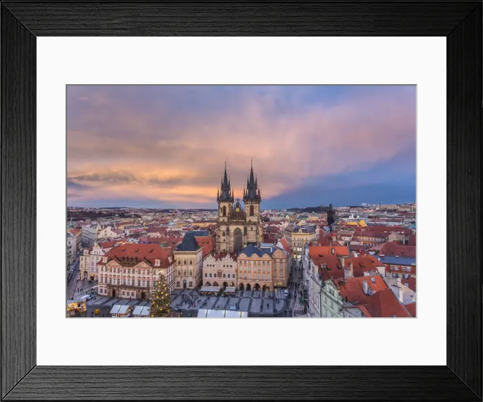 Framed Print : Prague, Czech Republic The Church of Saint Mary of Tyn photographed at sunset
