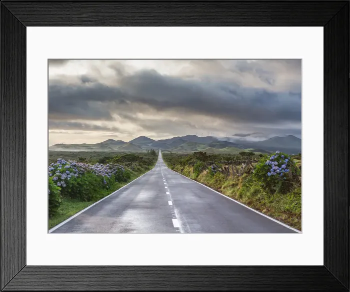 Framed Print : An empty and solitary road. Pico island, Azores islands, Portugal Framed Print : An empty and solitary road. Pico island, Azores islands, Portugal