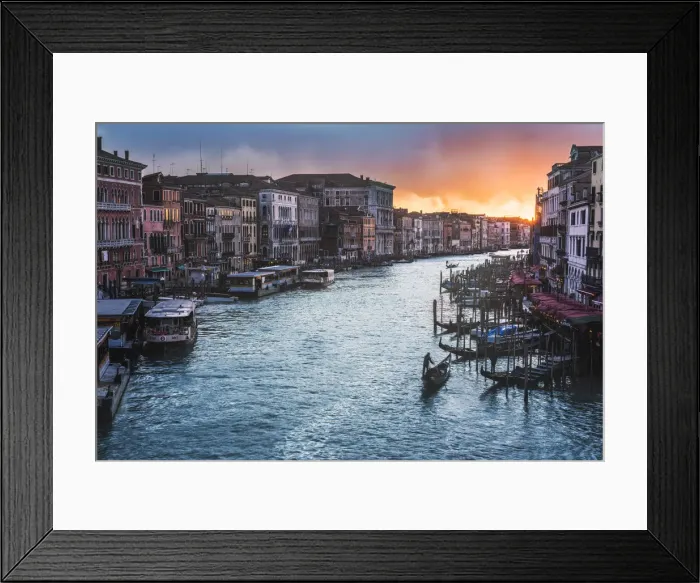 Framed Print : Gondolas on the Grand Canal at sunset, Venice, Veneto, Italy Framed Print : Gondolas on the Grand Canal at sunset, Venice, Veneto, Italy