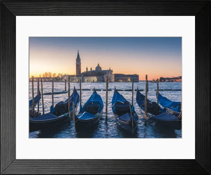 Framed Print : Gondolas on St Marks Square waterfront, Venice, Veneto, Italy