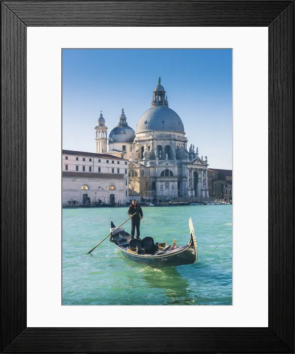 Framed Print : Venice, Veneto, Italy. Gondola over the Grand Canal with the Salute (St Mary of Health) Framed Print : Venice, Veneto, Italy. Gondola over the Grand Canal with the Salute (St Mary of Health)