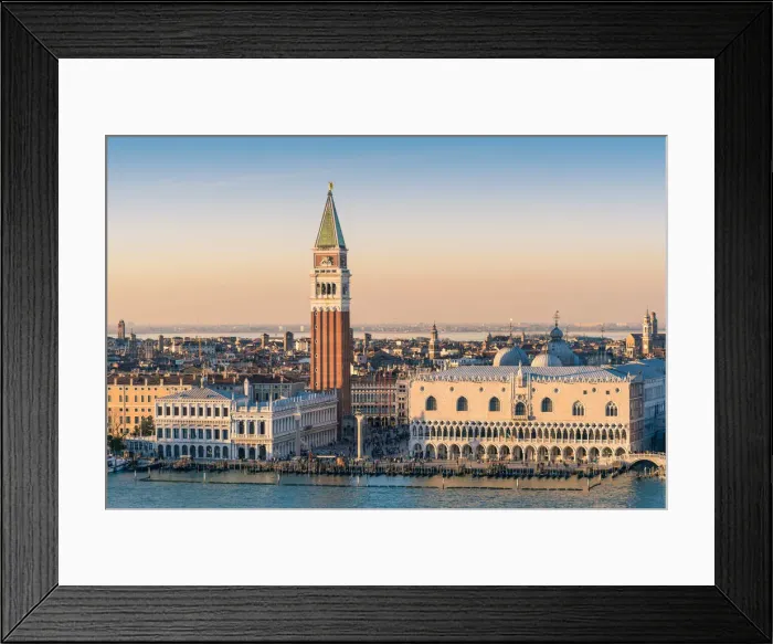 Framed Print : Venice, Veneto, Italy. St Marks Square and Doges palace at sunset. High angle view Framed Print : Venice, Veneto, Italy. St Marks Square and Doges palace at sunset. High angle view
