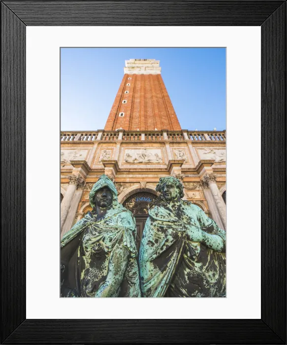 Framed Print : Venice, Veneto, Italy. Bronze statues on the gate to St Marks Campanile