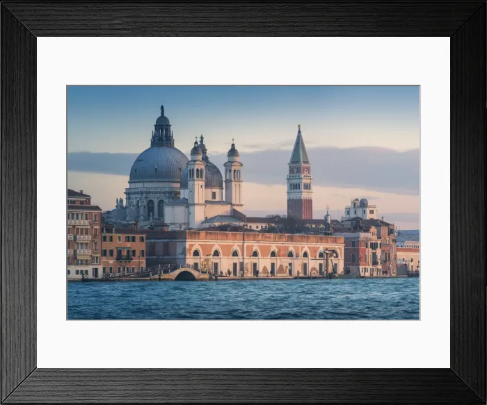 Framed Print : Venice, Veneto, Italy. St Marks Campanile and Salute (St Mary of Health) Basilica Framed Print : Venice, Veneto, Italy. St Marks Campanile and Salute (St Mary of Health) Basilica