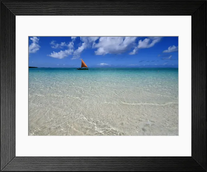 Framed Print : Little fishing boat on Paradise beach, close to blue bay, Mauritius, (Mauritian) Framed Print : Little fishing boat on Paradise beach, close to blue bay, Mauritius, (Mauritian)