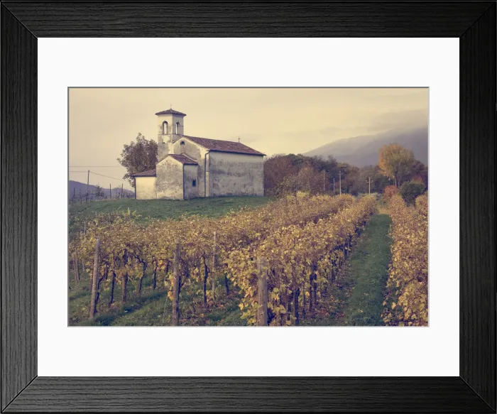 Framed Print : countryside church among vineyards, Cison di Valmarino, Treviso, Veneto, Italy Framed Print : countryside church among vineyards, Cison di Valmarino, Treviso, Veneto, Italy