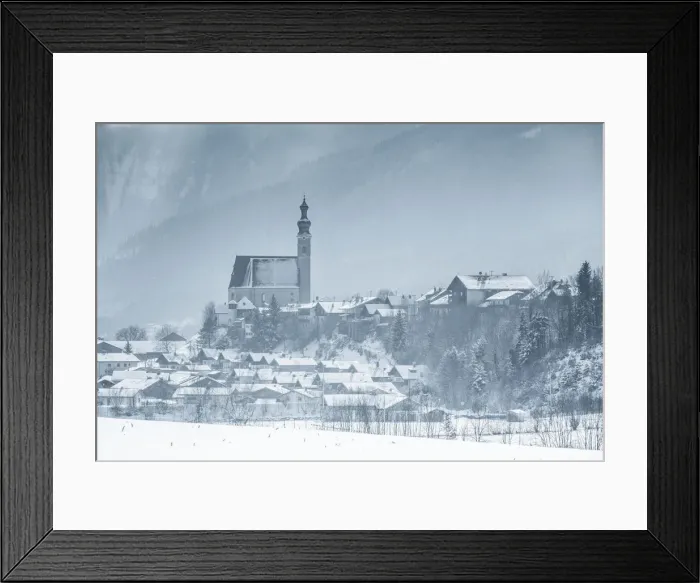 Framed Print : The village of Anger with the Catholic parish church of the Assumption of Mary, Rupertiwinkel