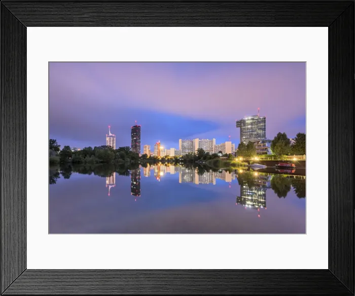 Framed Print : Vienna, Austria, Europe. The skyscrapers of Donau City in the morning dawn Framed Print : Vienna, Austria, Europe. The skyscrapers of Donau City in the morning dawn