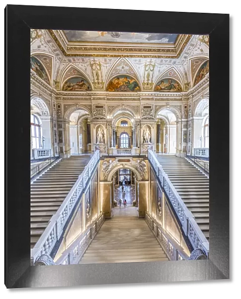 Vienna, Austria, Europe. The main staircase in the Natural History Museum