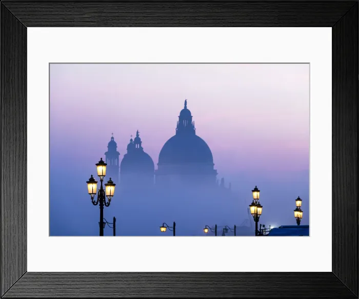 Framed Print : Santa Maria della Salute church in the mist; Venice, Veneto, Italy