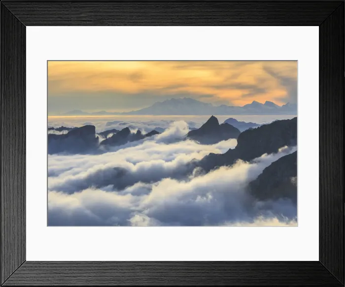 Framed Print : Masino valley, low clouds at sunset, in the background Rosa mountain, lombardy, Italy Framed Print : Masino valley, low clouds at sunset, in the background Rosa mountain, lombardy, Italy
