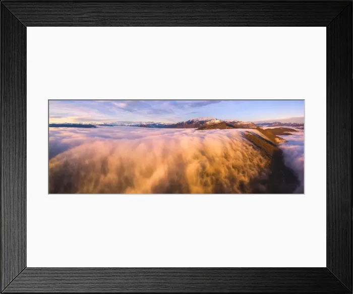 Framed Print : Sunset over the fog, Lombardy district, Brescia province, Italy