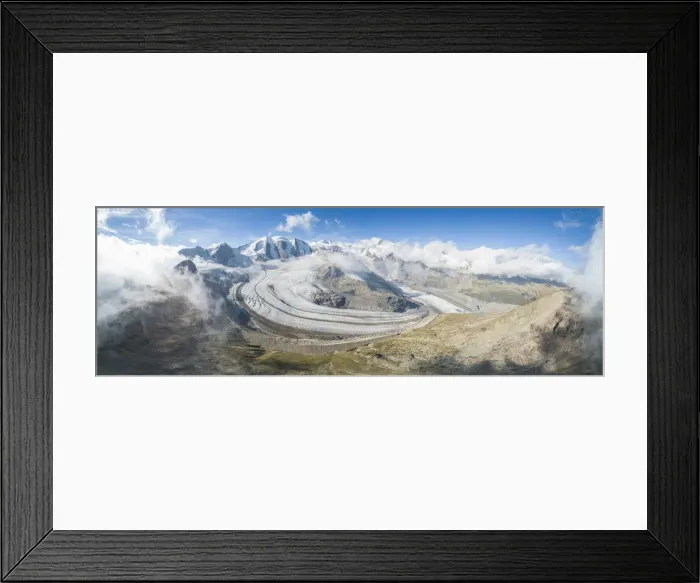 Framed Print : Panoramic aerial view of the Diavolezza and Pers glaciers, St. Moritz, canton of Graubunden Framed Print : Panoramic aerial view of the Diavolezza and Pers glaciers, St. Moritz, canton of Graubunden