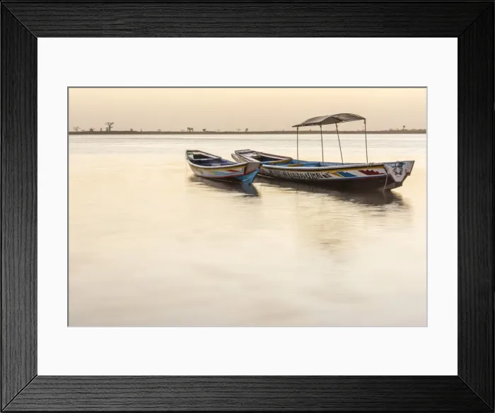 Framed Print : Africa, Senegal, Sine-Saloum-Delta. Fishing boats at sunrise Framed Print : Africa, Senegal, Sine-Saloum-Delta. Fishing boats at sunrise