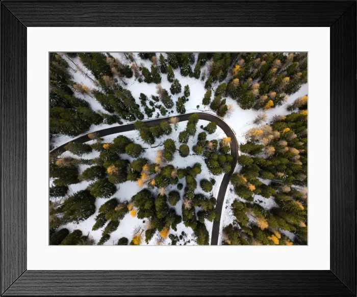 Framed Print : Aerial view on the road from Madesimo to Motta in autumn, Madesimo, valle Spluga Framed Print : Aerial view on the road from Madesimo to Motta in autumn, Madesimo, valle Spluga