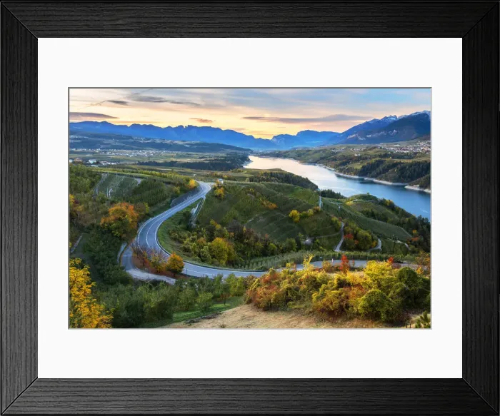 Framed Print : Lake Santa Giustina at sunrise. Italy, Trentino Alto Adige, Trento district, Non Valley Framed Print : Lake Santa Giustina at sunrise. Italy, Trentino Alto Adige, Trento district, Non Valley