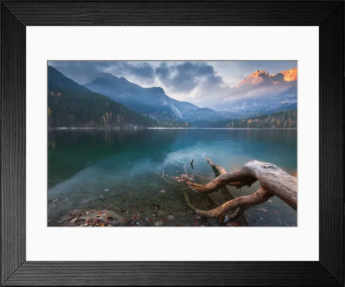 Framed Print : Lake Tovel at sunrise Europe, Italy, Trentino Alto Adige, Trento district, Ville Framed Print : Lake Tovel at sunrise Europe, Italy, Trentino Alto Adige, Trento district, Ville