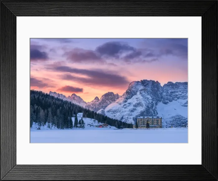 Framed Print : Misurina natural alpine lake at sunrise Europe, Italy, Veneto, Belluno district Framed Print : Misurina natural alpine lake at sunrise Europe, Italy, Veneto, Belluno district