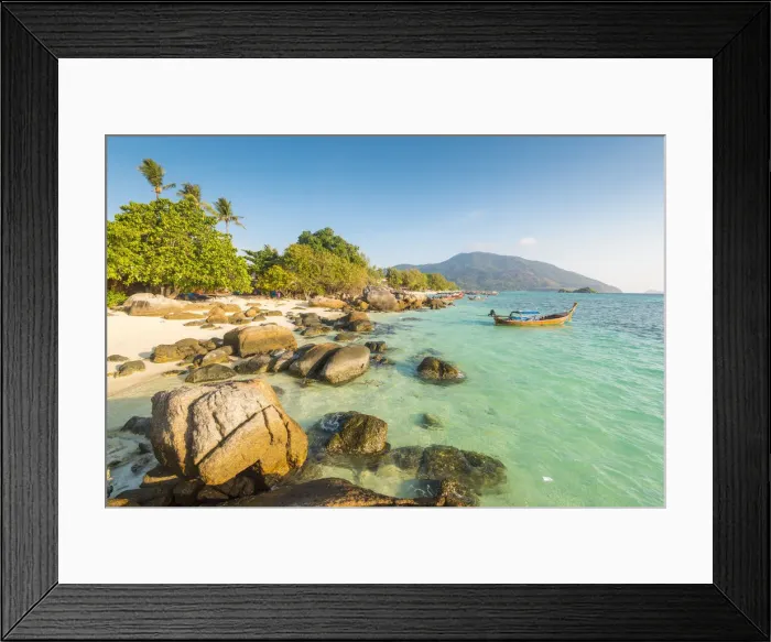Framed Print : Sunrise Beach, Ko Lipe, Satun Province, Thailand. Coastal landscape