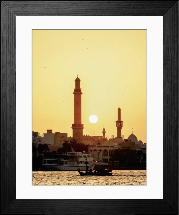 Framed Print : Abra Boat on Dubai Creek at sunset, Dubai, United Arab Emirates Framed Print : Abra Boat on Dubai Creek at sunset, Dubai, United Arab Emirates