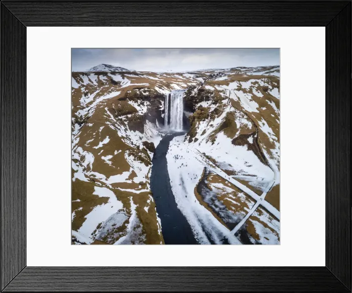 Framed Print : Aerial view of Skogafoss, Southern Iceland Framed Print : Aerial view of Skogafoss, Southern Iceland