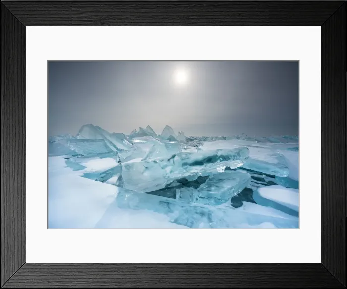 Framed Print : Pieces of ice with sun reflection at lake Baikal, Irkutsk region, Siberia, Russia Framed Print : Pieces of ice with sun reflection at lake Baikal, Irkutsk region, Siberia, Russia
