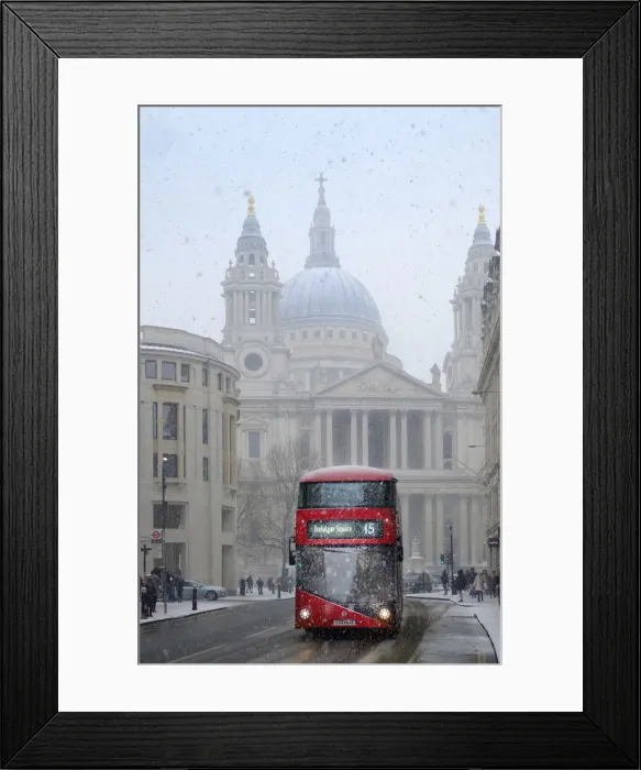 Framed Print : United Kingdom, England, London, view of a red London bus in front of St Paulas cathedral Framed Print : United Kingdom, England, London, view of a red London bus in front of St Paulas cathedral