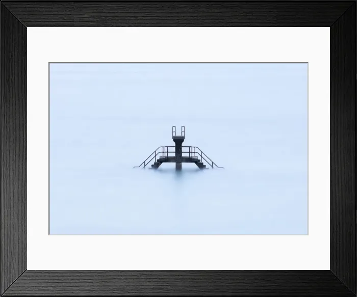 Framed Print : The swimming pool ladder at high tide on Bon Secours Beach, St