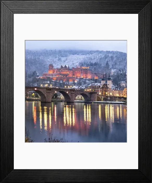 Framed Print : Heidelberg castle and Old Bridge illuminated in winter, Baden-Wurttemberg, Germany Framed Print : Heidelberg castle and Old Bridge illuminated in winter, Baden-Wurttemberg, Germany