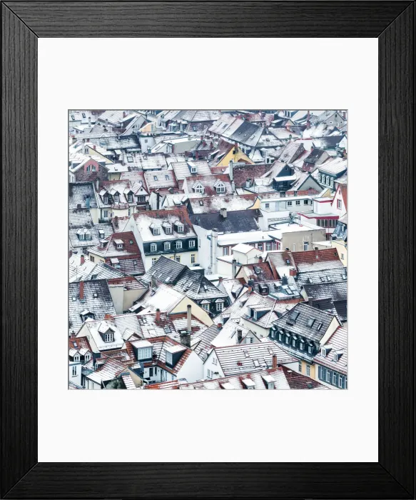 Framed Print : Snowy rooftops in the old town of Heidelberg, Baden-Wurttemberg, Germany