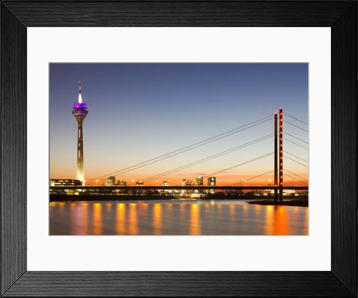Framed Print : Rhine River and Rheinknie Bridge at Sunset, Dusseldorf, North Rhine Westphalia, Germany Framed Print : Rhine River and Rheinknie Bridge at Sunset, Dusseldorf, North Rhine Westphalia, Germany