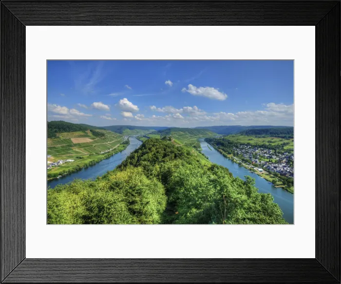Framed Print : River Mosel with Punderich, former cloister Marienburg and Zell, Rhineland-Palatinate Framed Print : River Mosel with Punderich, former cloister Marienburg and Zell, Rhineland-Palatinate