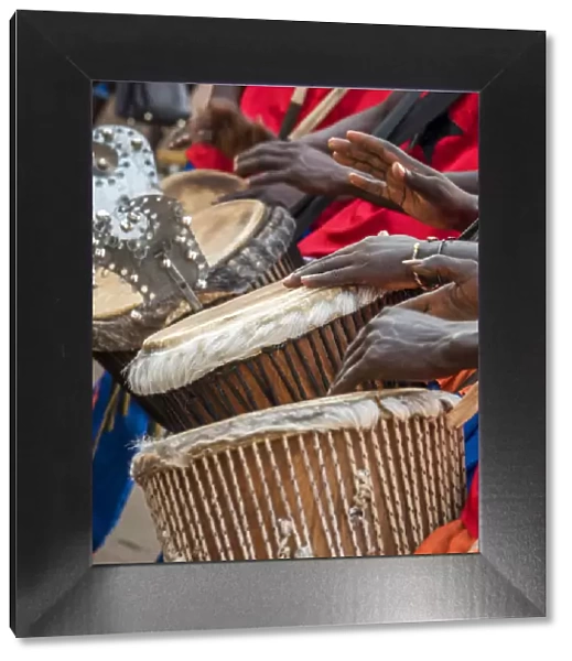 Africa, Guinea Bissau. Bissau, musicians playing during the Carnivals parade