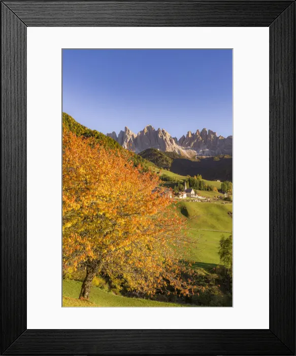 Framed Print : Autumn in the Italian Dolomites Alps, Funes Valley, Trentino Alto Adige, Italy Framed Print : Autumn in the Italian Dolomites Alps, Funes Valley, Trentino Alto Adige, Italy