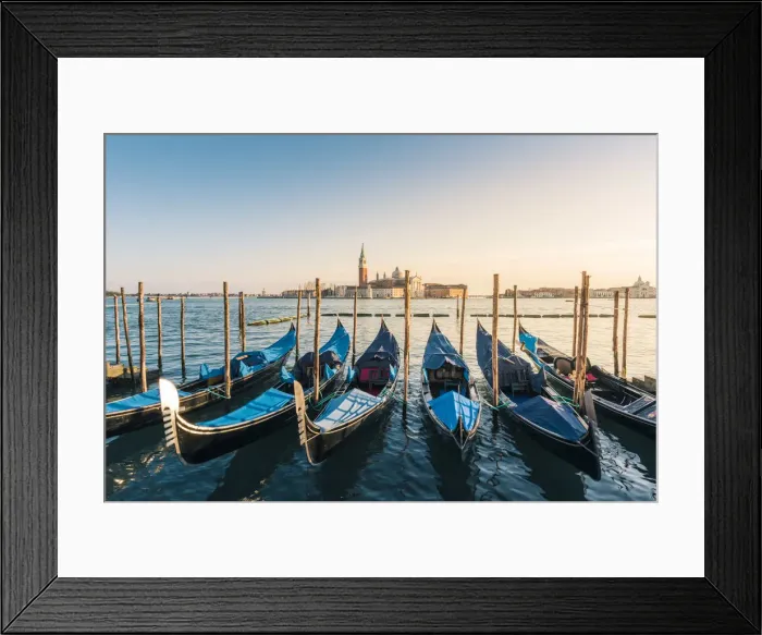 Framed Print : Gondolas at St Marks waterfront, Venice, Veneto, Italy Framed Print : Gondolas at St Marks waterfront, Venice, Veneto, Italy