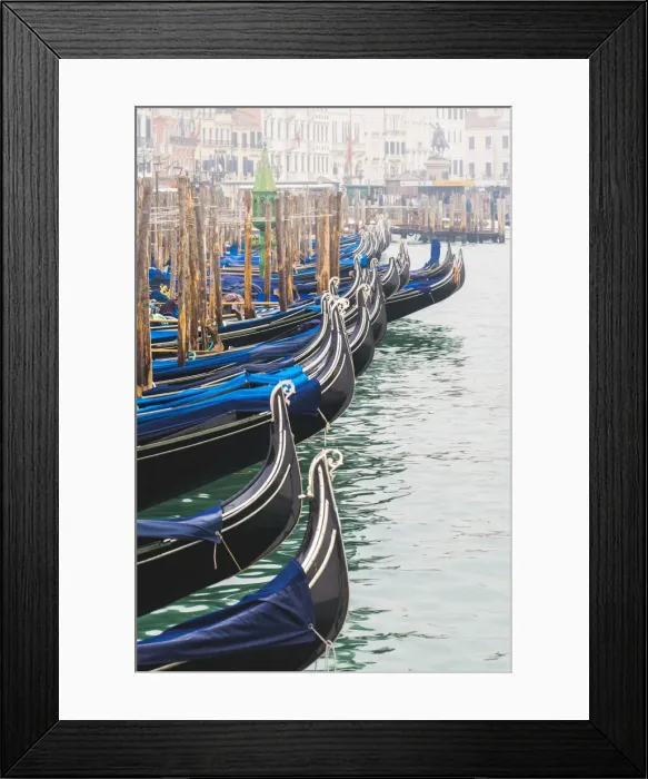 Framed Print : Gondolas in the mist on St Marks waterfront, Venice, Veneto, Italy Framed Print : Gondolas in the mist on St Marks waterfront, Venice, Veneto, Italy