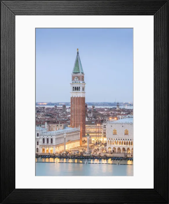 Framed Print : Venice, Veneto, Italy. St Marks basin at dusk. High angle view Framed Print : Venice, Veneto, Italy. St Marks basin at dusk. High angle view