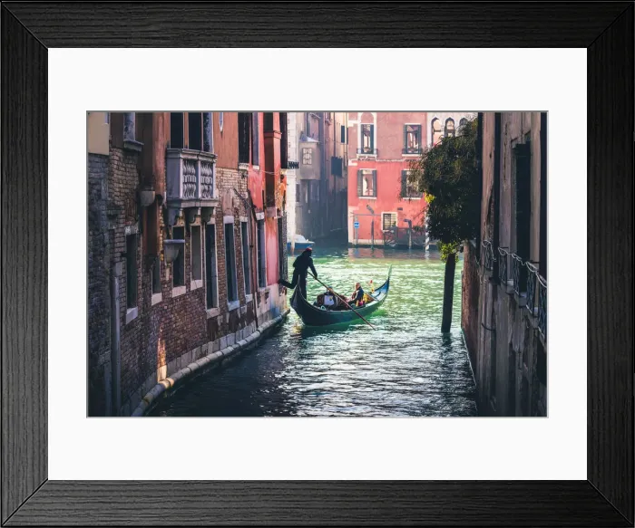 Framed Print : Venice, Veneto, Italy. Tourists on a gondola in a backstreet canal Framed Print : Venice, Veneto, Italy. Tourists on a gondola in a backstreet canal