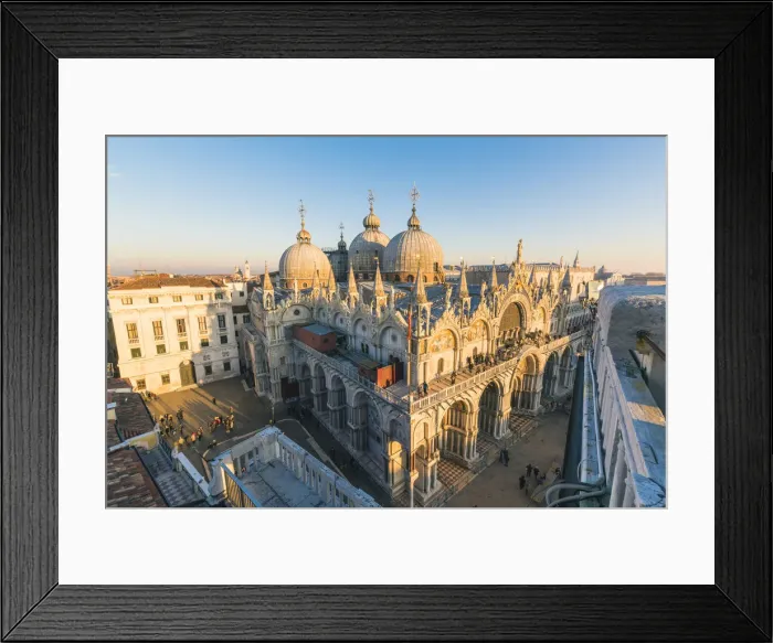 Framed Print : St Marks Basilica, St Marks Square, Venice, Veneto, Italy. High angle view at sunset Framed Print : St Marks Basilica, St Marks Square, Venice, Veneto, Italy. High angle view at sunset