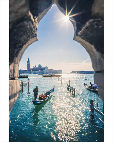 St Marks waterfront and San Giorgio Maggiore, Venice, Veneto, Italy