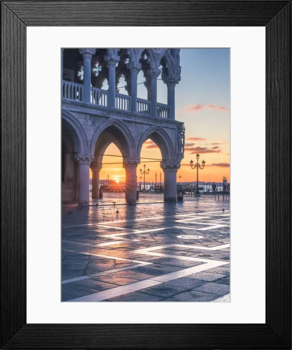 Framed Print : Venice, Veneto, Italy. Sunrise through the arches of Doges Palace in Piazzetta San Marco Framed Print : Venice, Veneto, Italy. Sunrise through the arches of Doges Palace in Piazzetta San Marco