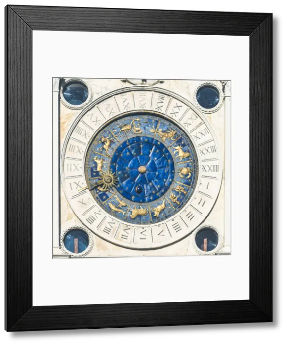 Framed Print : Astronomical Clock in the Clock Tower, St Marks Square, Venice, Veneto, Italy