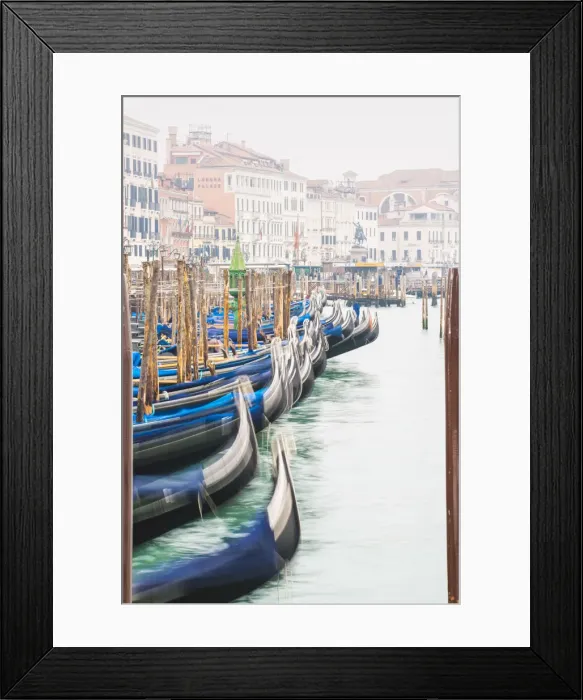 Framed Print : Gondolas in the mist on St Marks waterfront, Venice, Veneto, Italy Framed Print : Gondolas in the mist on St Marks waterfront, Venice, Veneto, Italy